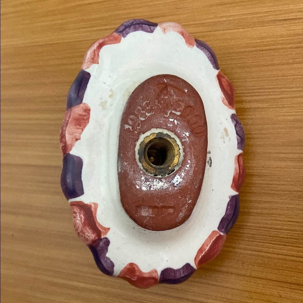 MacKenzie-Childs Ceramic Knobs Set Of 3 Floral Green Purple Orange Vintage - Picture 7 of 17